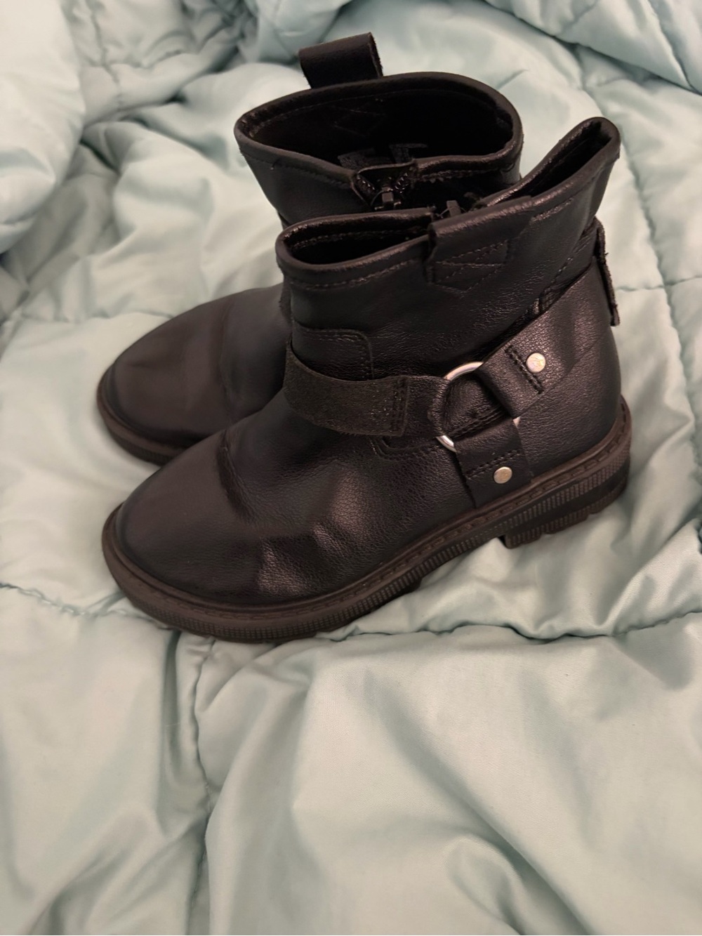 wonder nation Black Kids Ankle Boots with Ring Strap